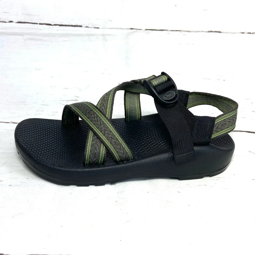Chaco‎ Shoes Men’s 9 Green Slingback Sandals Fabric Adjustable Straps Geometric.